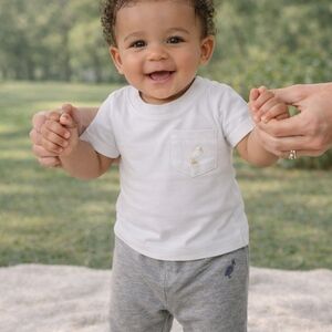 TBBC Beaufort Bonnet Company White Pelican Tee & Gray Pants Set 6-12M